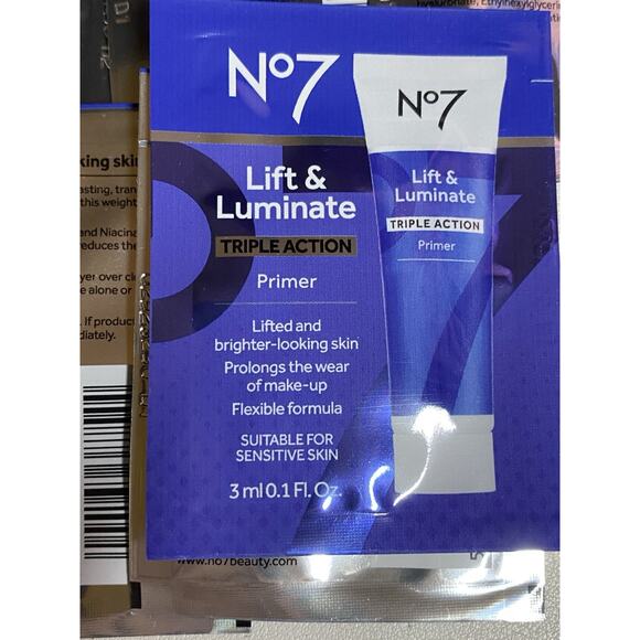 No7 Lift & Luminate Triple Action Primer Sensitive Skin 1 Fl. Oz 8 Samples Set - Picture 3 of 3